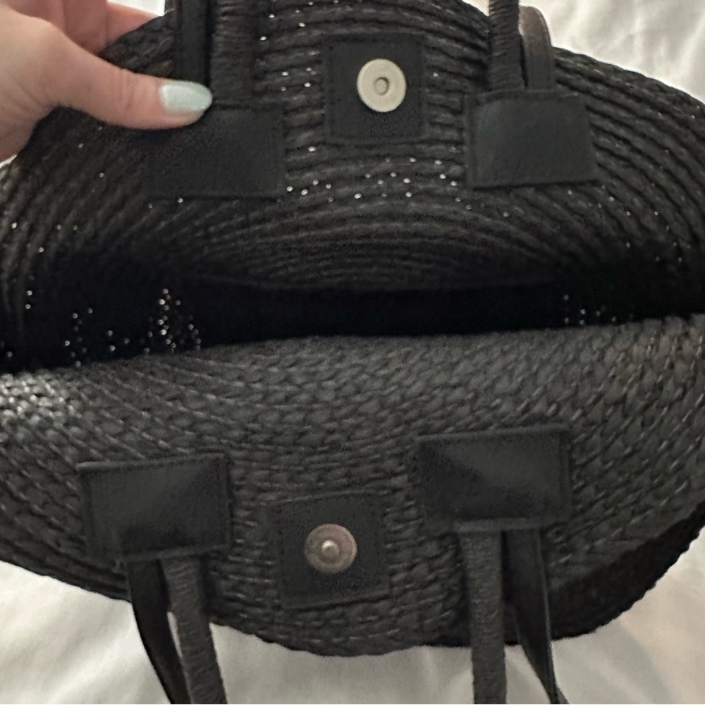 Black Circular Straw Bag - Picture 3 of 7